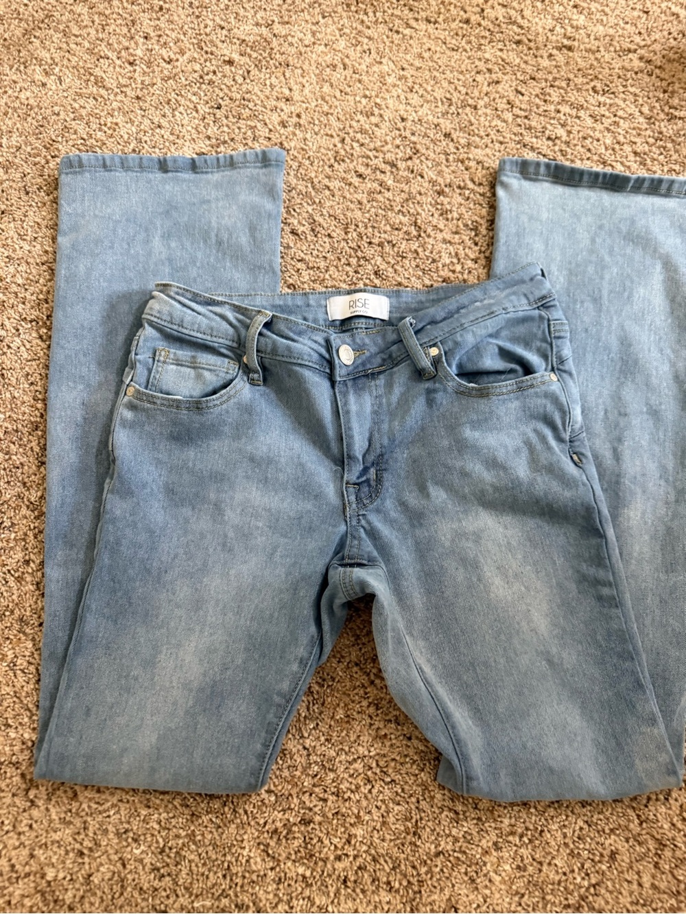 Rise Supply Co Light Wash Flare Jeans Size 5 Stretch Denim